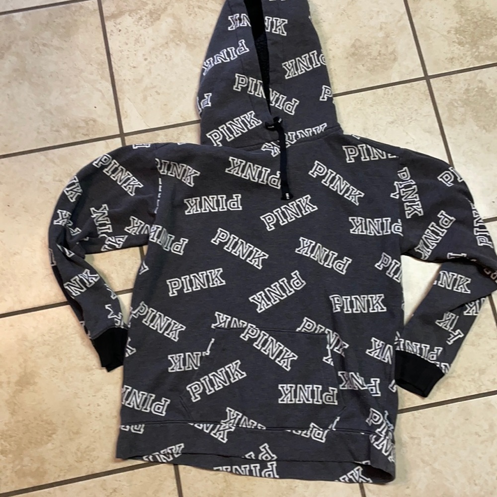 Pink - Heather Grey Hoodie